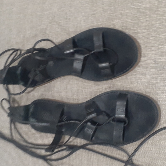 Madewell black women's leather gladiators strappy sandals size 7.5 - Picture 8 of 10